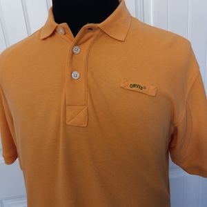 ORVIS Men's Signature Orange Polo Shirt M Cotton S